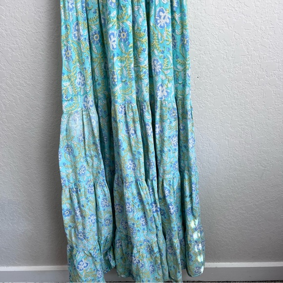 Rixo Kendall Maxi Dress XS Floral Print Sleeveless Ruffle Smock - Picture 10 of 11